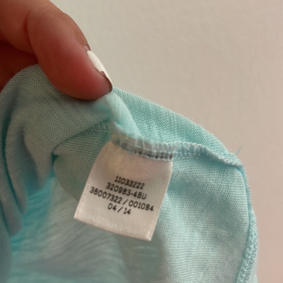 VS PINK | Women’s Aqua Iridescent Sequin Short Sleeve Distressed Logo Top Size M - Picture 7 of 7